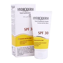 ضد آفتاب بی رنگ SPF30 هیدرودرم پوست خشک | Hydroderm Total Sunblock Cream SPF30 for Normal and Dry Skin
