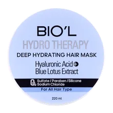 ماسک مو هیدرو تراپی هیالورونیک اسید و گل نیلوفر آبی بیول 220 میلی لیتر | Biol  Hyaluronic Acid Hydro Therapy Hair Mask