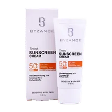 کرم ضد آفتاب رنگی SPF50 پوست خشک بیزانس | Tinted Sunscreen Cream with SPF 50 - Byzance