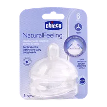 سر شیشه نچرال فیلینگ چیکو از 6 ماهگی جریان مایعات غلیظ | Chicco Natural Feeling Anti-Colic Food Flow Silicone Teat +6M