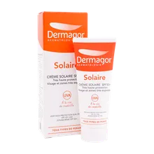 ضد آفتاب بی رنگ SPF50 درماگور پوست خشک | Very Hight Protection Sunscreen Cream SPF50 for Dry to Normal Skin - Dermagor