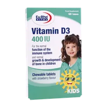 قرص جویدنی ویتامین دی 400 یوروویتال |  Vitamin D3 400 UI - EuRho VITAL