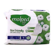 نوار بهداشتی مولپد خیلی بزرگ نیمه ضخیم پنبه ای | Maxi Soft Extra Large Sanitary Pad - Molped 