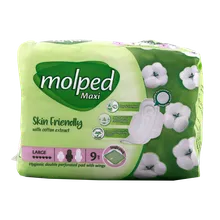 نوار بهداشتی مولپد بزرگ مشبک با عصاره‌ پنبه | Large Maxi Perforated Sanitary Pad with Cotton Extract - Molped 