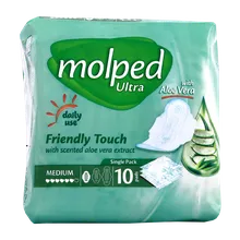 نوار بهداشتی روز مولپد اولترا متوسط آلوئه ورا | Medium Size Ultra Aloe Vera Scented Sanitary Pad for Daily Use - Molped 