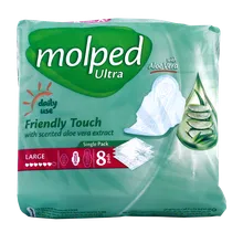 نوار بهداشتی روز مولپد اولترا بزرگ آلوئه ورا | Large Size Ultra Aloe Vera Scented Sanitary Pad for Daily Use - Molped 