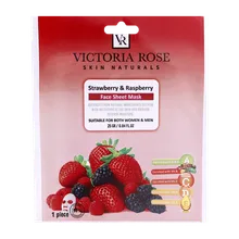 ماسک صورت ورقه ای توت فرنگی تمشک ویکتوریا رز | Strawberry and Raspberry Face Sheet Mask - Victoria Rose