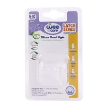 سرشیشه دهانه استاندارد وی کر 6 تا 12 ماهگی کد N518 | Wee Care Silicone Round Nipple Latch Series 6-12months 