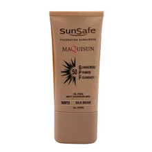 ضد آفتاب کرم پودری و پرایمری مکیسان SPF50 سان سیف | Maquisun Foundation Sunscreen Cream SPF 50 - Sun Safe