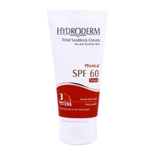 ضد آفتاب کرم پودری فیزیکال پوست خشک SPF60 هیدرودرم | Hydroderm Total Sunblock Tinted Physical Cream SPF60