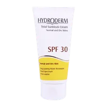 ضد آفتاب بی رنگ SPF30 هیدرودرم پوست خشک | Hydroderm Total Sunblock Cream SPF30 for Normal and Dry Skin