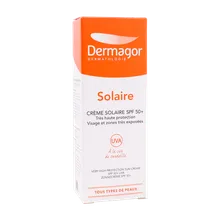 ضد آفتاب بی رنگ SPF50 درماگور پوست خشک | Very Hight Protection Sunscreen Cream SPF50 for Dry to Normal Skin - Dermagor