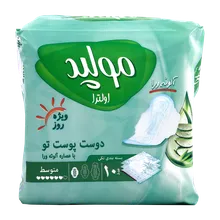 نوار بهداشتی روز مولپد اولترا متوسط آلوئه ورا | Medium Size Ultra Aloe Vera Scented Sanitary Pad for Daily Use - Molped 