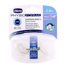 پستانک مینی سافت چیکو شبرنگ 2 تا 6 ماهگی 2 عددی | Chicco Physio Forma Mini Soft Bright all night 6-2 