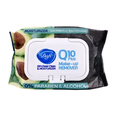 دستمال مرطوب آرایش چشم کیوتن دافی آووکادو | Q10 Plus Make Up Remover Wet Wipes- Dafi