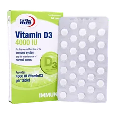 قرص ویتامین D3 4000 یوروویتال | Eurhovital Vitamin D3 4000 IU 60 Tabs