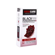 کاندوم انار سیاه سوئیس کر 12 عددی | Black Pomegranate 12 Pieces Condom - Swiss Care