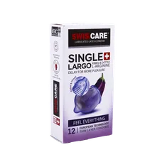 کاندوم بزرگ کننده و تاخیری single سوئیس کر 12 عددی | Single Largo 12 Pieces Condom - Swiss Care