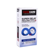 کاندوم فوق تاخیری سوئیس کر 12 عددی | Super Delay Prolong 12 Pieces Condom - Swiss Care