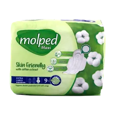 نوار بهداشتی مولپد خیلی بزرگ نیمه ضخیم مشبک | Maxi Extra Large Perforated Sanitary Pad with Cotton Extract - Molped 