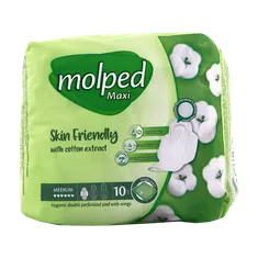 نوار بهداشتی مولپد متوسط نیمه ضخیم مشبک با عصاره پنبه | Maxi Medium Size Perforated Sanitary Pad with Cotton Extract - Molped 
