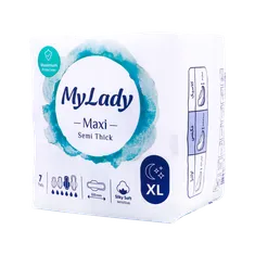 نوار بهداشتی مکسی نیمه ضخیم خیلی بزرگ ابریشمی مای لیدی | Maxi Sanitary Napkin with Wings for Night Use - My Lady