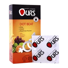 کاندوم تاخیری Dot Beat اورز 12 عددی | Ours Dot Beat Professional Delay, Dotted, Mixed Fruit Flavored Candoms 12 Pcs