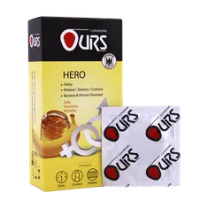 کاندوم خاردار تاخیری موز و عسل هیرو اورز 12 عددی | Ours Hero Condom 12PCS