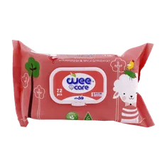 دستمال مرطوب کودک وی کر بادام و جوانه گندم 72 عددی | Wee Care Almond Oil Wet Wipes 
