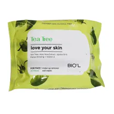 دستمال مرطوب پاک کننده آرایش درخت چای بیول | Face Make-up Remover Wipe with Tea Tree Extract for Oily Skin - Bio'l 