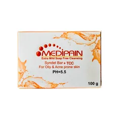 پن درماتولوژیک حاوی تری کلوکربان پوست چرب مدیپن | Extra Mild Cleansing Syndet Bar + TCC for Oily and Acne-prone Skin - Medipain