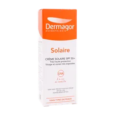 ضد آفتاب بی رنگ SPF50 درماگور پوست خشک | Very Hight Protection Sunscreen Cream SPF50 for Dry to Normal Skin - Dermagor