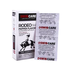 کاندوم بزرگ کننده و تاخیری خاردار رودئو سوئیس کر 12 عددی | Rodeo Pepper Flavor 12 Pieces Condom - Swiss Care