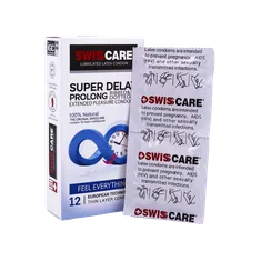 کاندوم فوق تاخیری سوئیس کر 12 عددی | Super Delay Prolong 12 Pieces Condom - Swiss Care