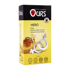 کاندوم خاردار تاخیری موز و عسل هیرو اورز 12 عددی | Ours Hero Condom 12PCS