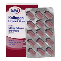 قرص کلاژن پلاس ال لیزین و ویتامین سی یوروویتال | Kollagen plus L-lysin and Vitamin C - Eurho vital