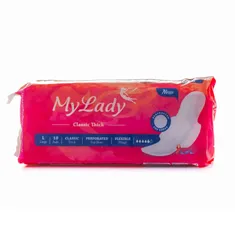 نوار بهداشتی کلاسیک ضخیم بالدار بزرگ با لایه رویی مشبک مای لیدی | Large Classic Thick Perforated Top Sheet Sanitary Pad with Wings - My Lady