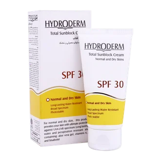 تصویر ضد آفتاب بی رنگ SPF30 هیدرودرم پوست خشک