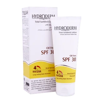 تصویر لوسیون ضد آفتاب بی رنگ SPF30 هیدرودرم پوست چرب