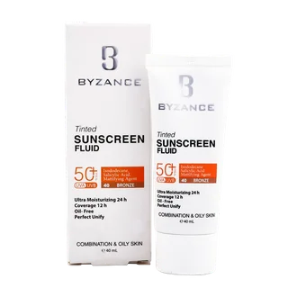 تصویر فلوئید ضد آفتاب رنگی SPF50 پوست چرب بیزانس
