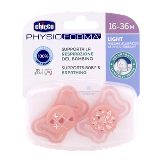 تصویر پستانک لایت چیکو صورتی سیلیکونی 16 تا 36 ماهگی  2 عددی