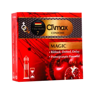 تصویر کاندوم خاردار شیاردار انار MAGIC کلایمکس 3 عددی