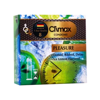 تصویر کاندوم خاردار شیاردار تاخیری کلایمکس مدل Pleasure بسته 3 عددی
