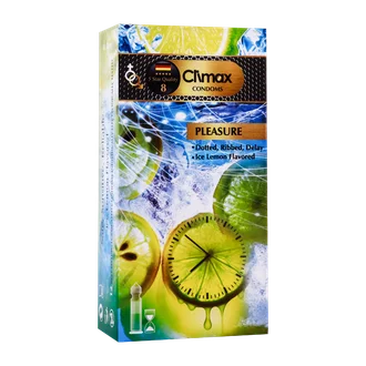 تصویر کاندوم خاردار شیاردار تاخیری کلایمکس مدل Pleasure بسته 12 عددی