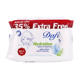 تصویر دستمال مرطوب پاک کننده آرایش پوست حساس دافی 27 عددی