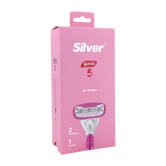 تصویر خودتراش زنانه 5 لبه گلوریا سیلور به همراه 2 یدک