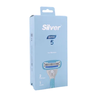 تصویر خودتراش زنانه 5 لبه گلوریا سیلور به همراه 2 یدک