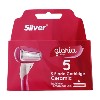 تصویر تیغ یدک سیلور زنانه 5 لبه گلوریا 4 عددی