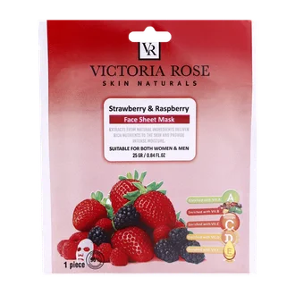 تصویر ماسک صورت ورقه ای توت فرنگی تمشک ویکتوریا رز