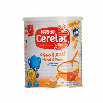 تصویر سرلاک گندم و میوه به همراه شیر نستله